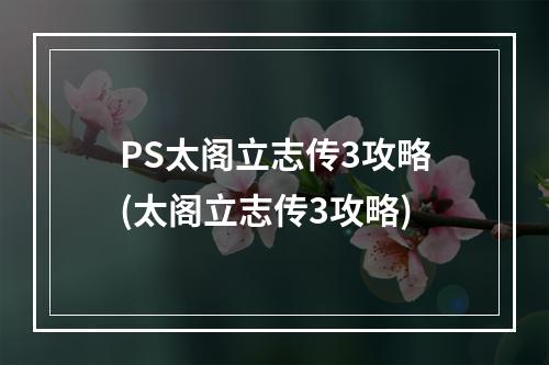 PS太阁立志传3攻略(太阁立志传3攻略)