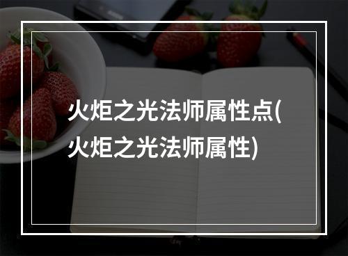 火炬之光法师属性点(火炬之光法师属性)