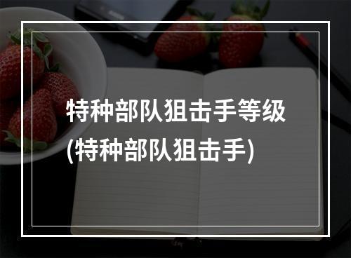 特种部队狙击手等级(特种部队狙击手)