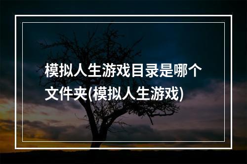 模拟人生游戏目录是哪个文件夹(模拟人生游戏)