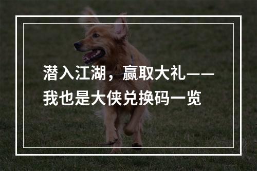 潜入江湖，赢取大礼——我也是大侠兑换码一览