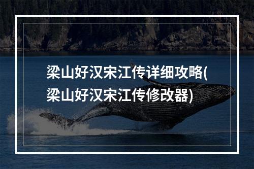 梁山好汉宋江传详细攻略(梁山好汉宋江传修改器)