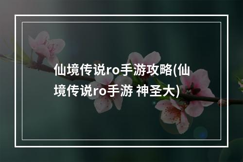 仙境传说ro手游攻略(仙境传说ro手游 神圣大)