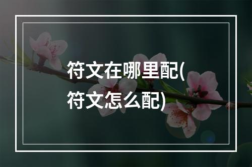 符文在哪里配(符文怎么配)