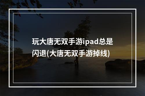 玩大唐无双手游ipad总是闪退(大唐无双手游掉线)