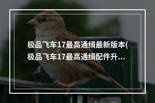 极品飞车17最高通缉最新版本(极品飞车17最高通缉配件升级与组合心得攻略)