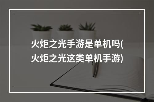 火炬之光手游是单机吗(火炬之光这类单机手游)