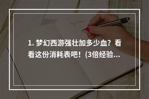 1. 梦幻西游强壮加多少血？看看这份消耗表吧！(3倍经验/剑魂挖宝必看)