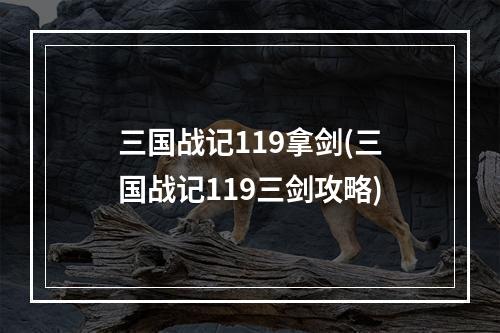 三国战记119拿剑(三国战记119三剑攻略)