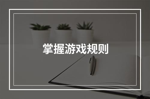 掌握游戏规则