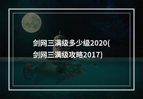 剑网三满级多少级2020(剑网三满级攻略2017)