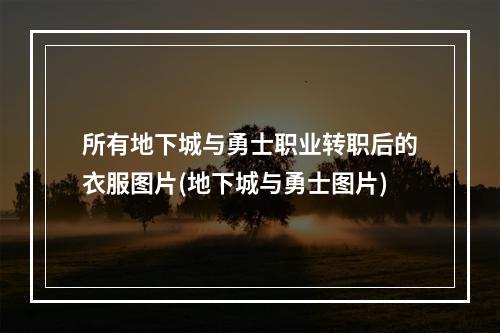 所有地下城与勇士职业转职后的衣服图片(地下城与勇士图片)