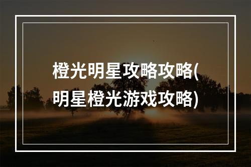 橙光明星攻略攻略(明星橙光游戏攻略)