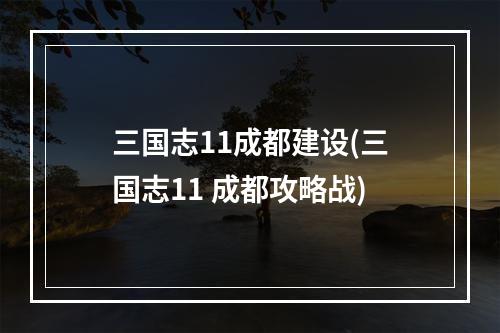 三国志11成都建设(三国志11 成都攻略战)