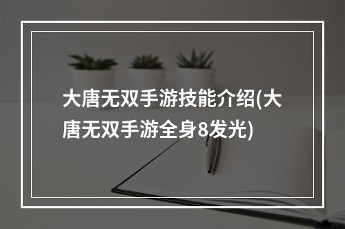 大唐无双手游技能介绍(大唐无双手游全身8发光)