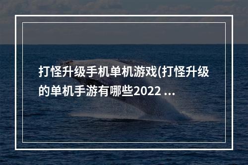 打怪升级手机单机游戏(打怪升级的单机手游有哪些2022 热门的打怪升级单机手游)