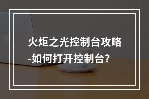 火炬之光控制台攻略-如何打开控制台？