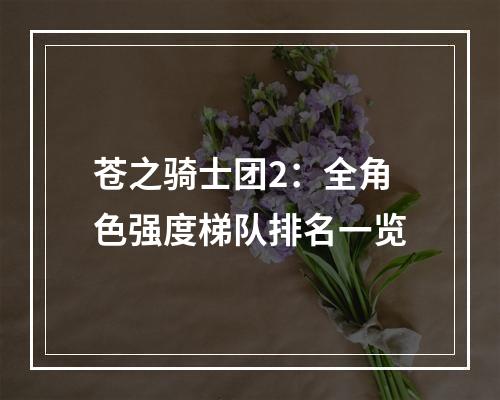 苍之骑士团2：全角色强度梯队排名一览