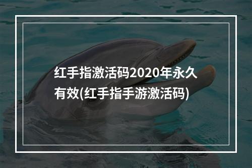 红手指激活码2020年永久有效(红手指手游激活码)