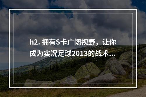 h2. 拥有S卡广阔视野，让你成为实况足球2013的战术大师！