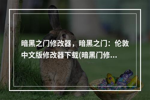 暗黑之门修改器，暗黑之门：伦敦中文版修改器下载(暗黑门修改器)