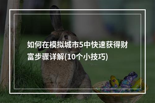 如何在模拟城市5中快速获得财富步骤详解(10个小技巧)