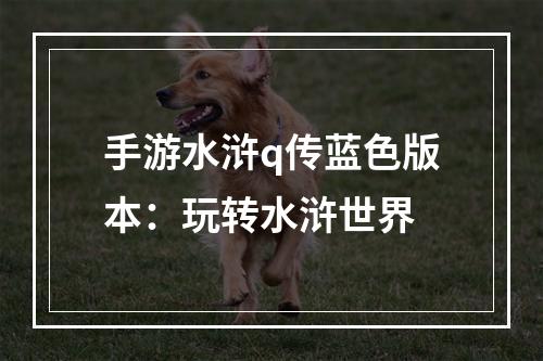 手游水浒q传蓝色版本：玩转水浒世界