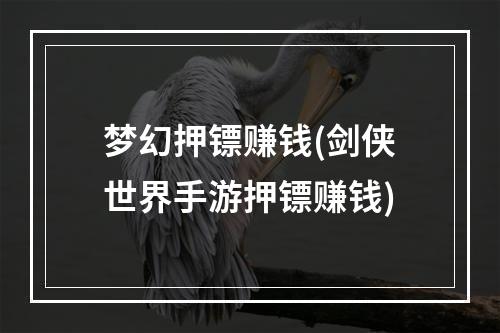 梦幻押镖赚钱(剑侠世界手游押镖赚钱)