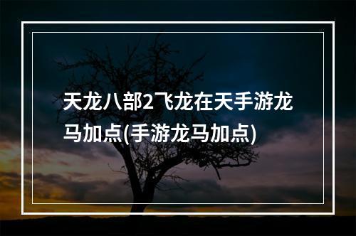 天龙八部2飞龙在天手游龙马加点(手游龙马加点)