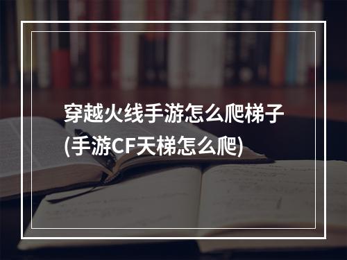 穿越火线手游怎么爬梯子(手游CF天梯怎么爬)