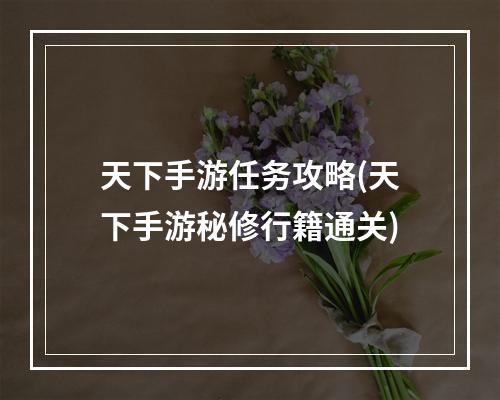 天下手游任务攻略(天下手游秘修行籍通关)