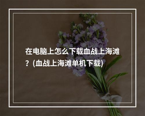 在电脑上怎么下载血战上海滩？(血战上海滩单机下载)