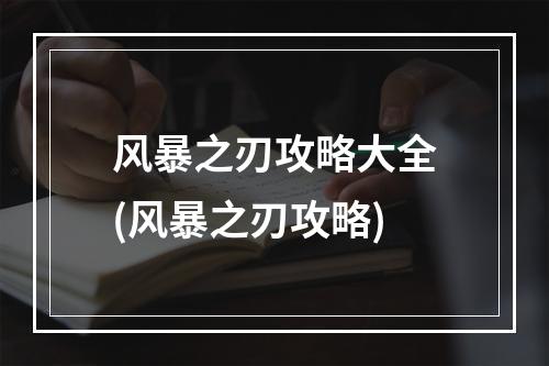 风暴之刃攻略大全(风暴之刃攻略)