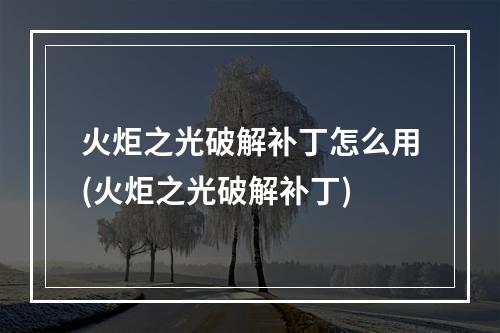 火炬之光破解补丁怎么用(火炬之光破解补丁)