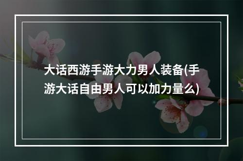 大话西游手游大力男人装备(手游大话自由男人可以加力量么)