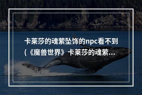 卡莱莎的魂萦坠饰的npc看不到(《魔兽世界》卡莱莎的魂萦坠饰怎么获得 卡莱莎的魂萦)