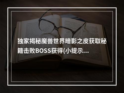 独家揭秘魔兽世界暗影之皮获取秘籍击败BOSS获得(小提示副本难度越高，掉落率越高哦)