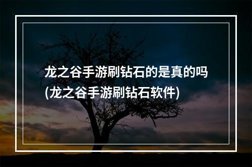 龙之谷手游刷钻石的是真的吗(龙之谷手游刷钻石软件)