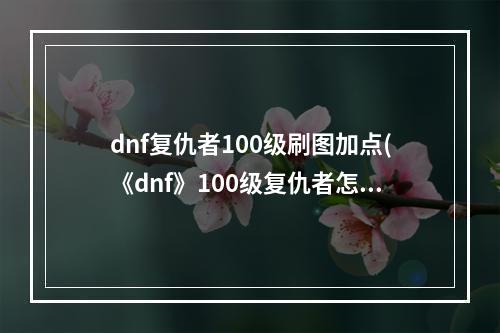 dnf复仇者100级刷图加点(《dnf》100级复仇者怎么加点 100级复仇者加点推荐2022  )