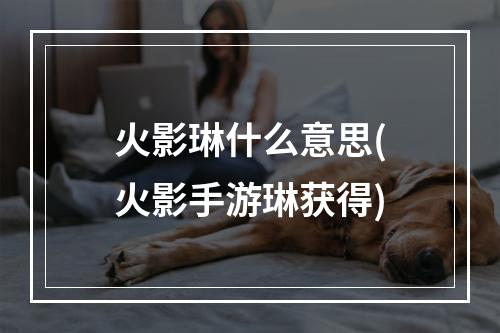 火影琳什么意思(火影手游琳获得)