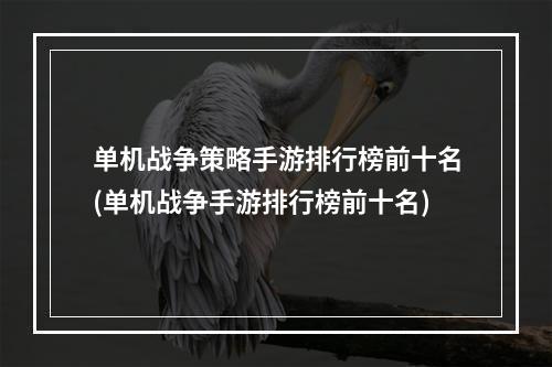 单机战争策略手游排行榜前十名(单机战争手游排行榜前十名)