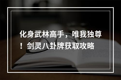 化身武林高手，唯我独尊！剑灵八卦牌获取攻略