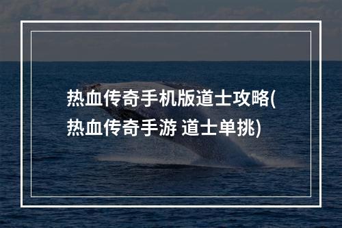 热血传奇手机版道士攻略(热血传奇手游 道士单挑)