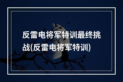 反雷电将军特训最终挑战(反雷电将军特训)