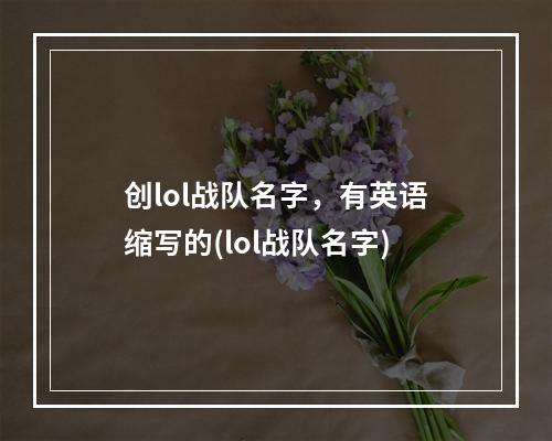 创lol战队名字，有英语缩写的(lol战队名字)