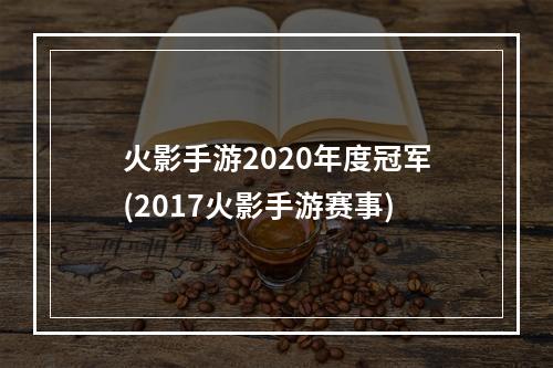 火影手游2020年度冠军(2017火影手游赛事)