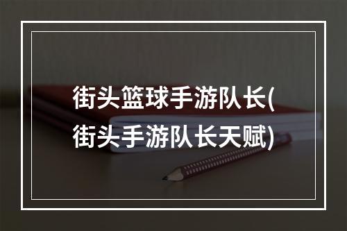 街头篮球手游队长(街头手游队长天赋)