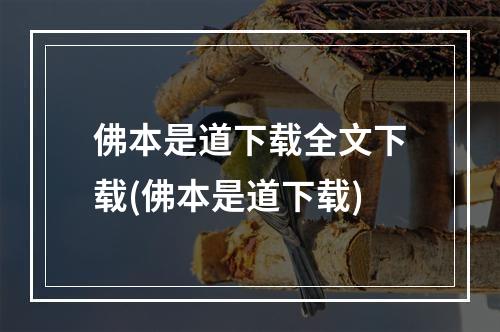 佛本是道下载全文下载(佛本是道下载)