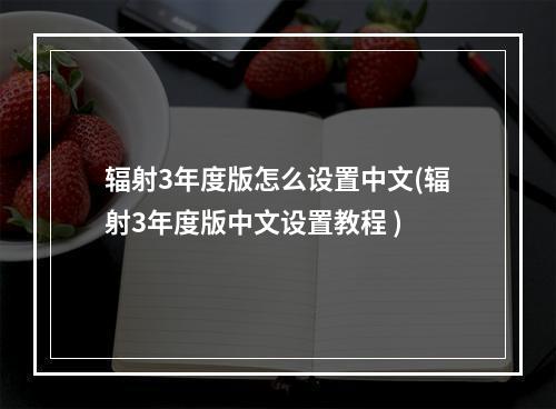 辐射3年度版怎么设置中文(辐射3年度版中文设置教程 )