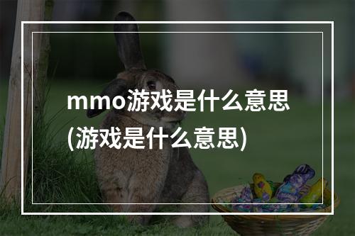 mmo游戏是什么意思(游戏是什么意思)